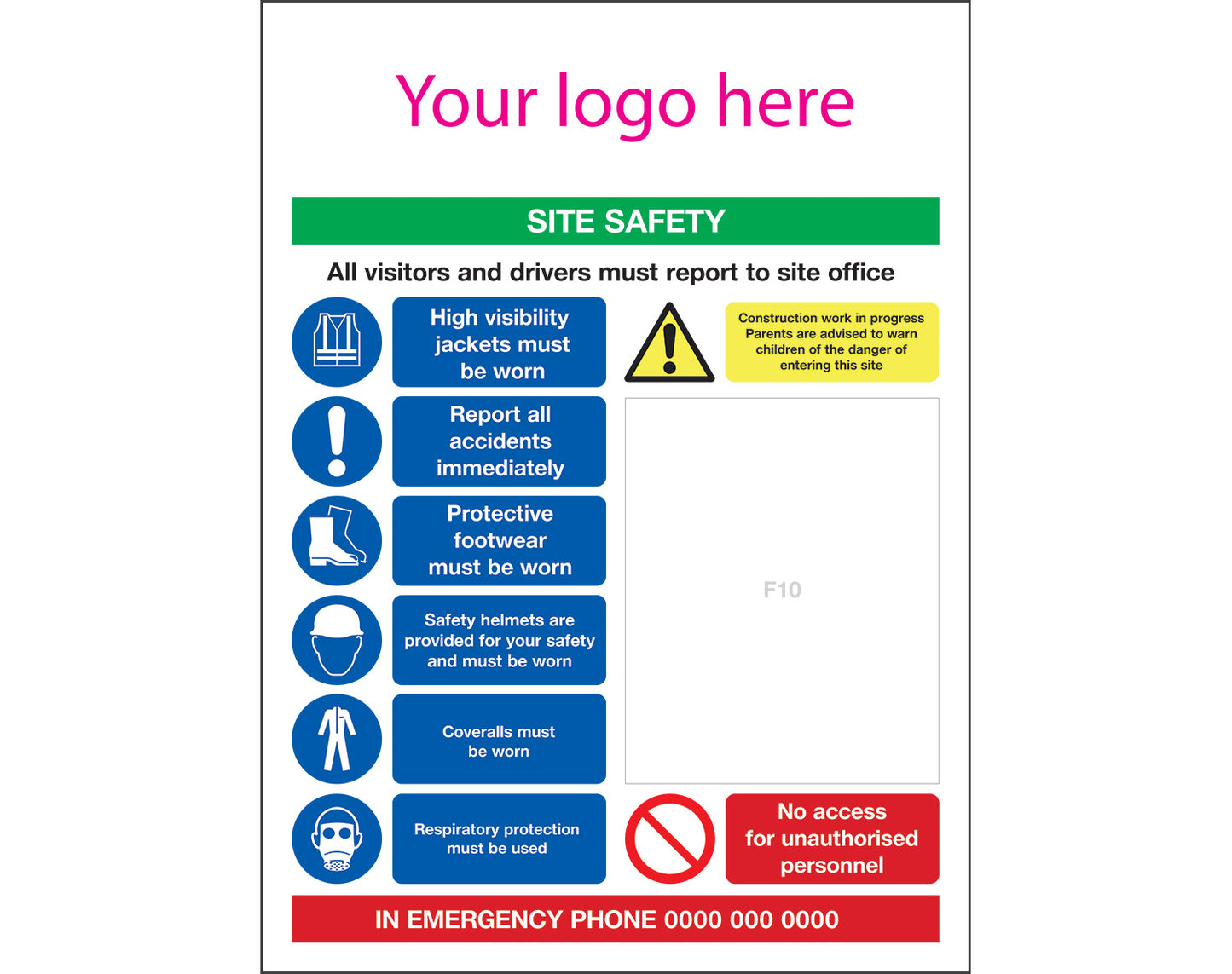 Site Health & Safety Banner/Sign - Branded