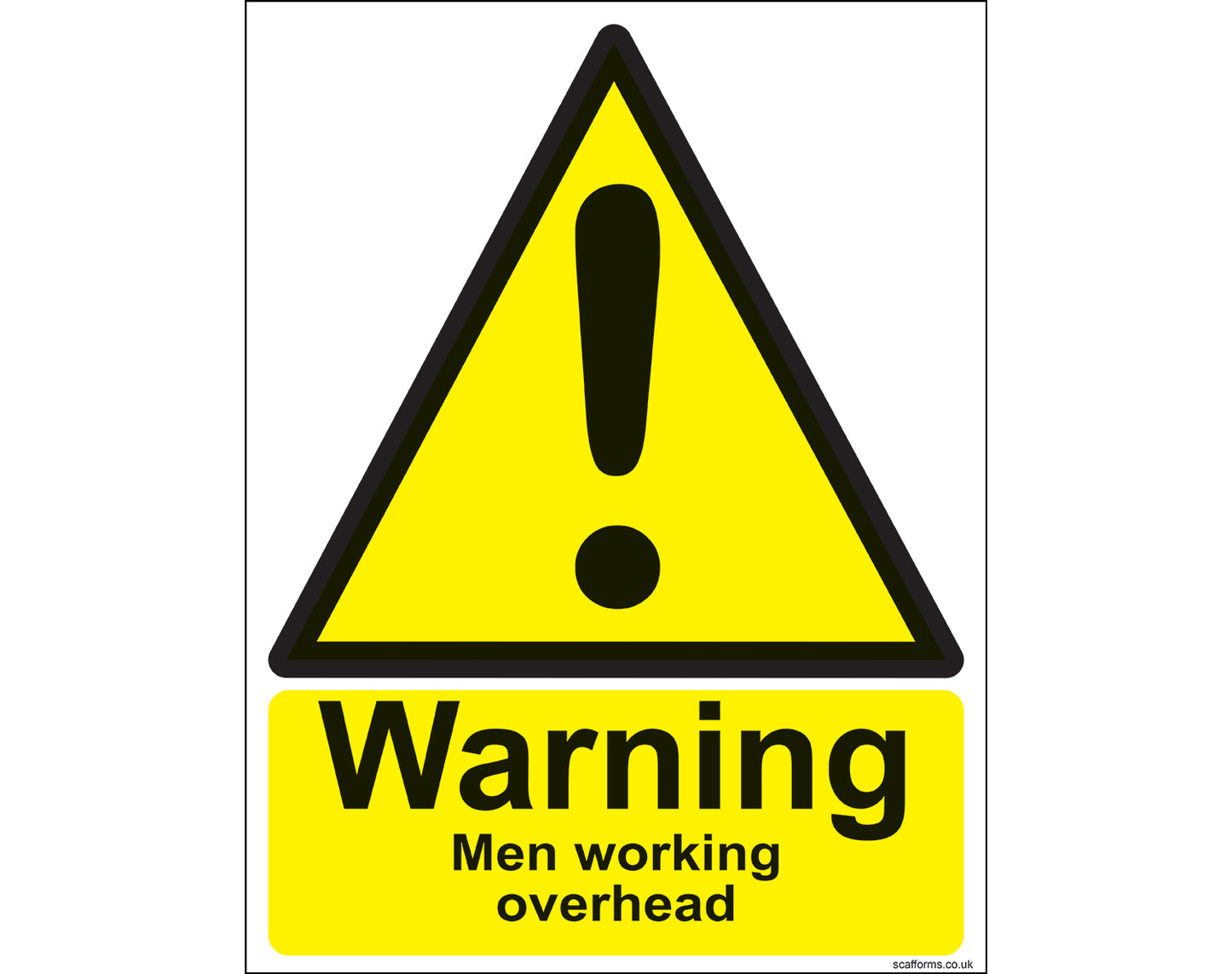 Men working overhead sign